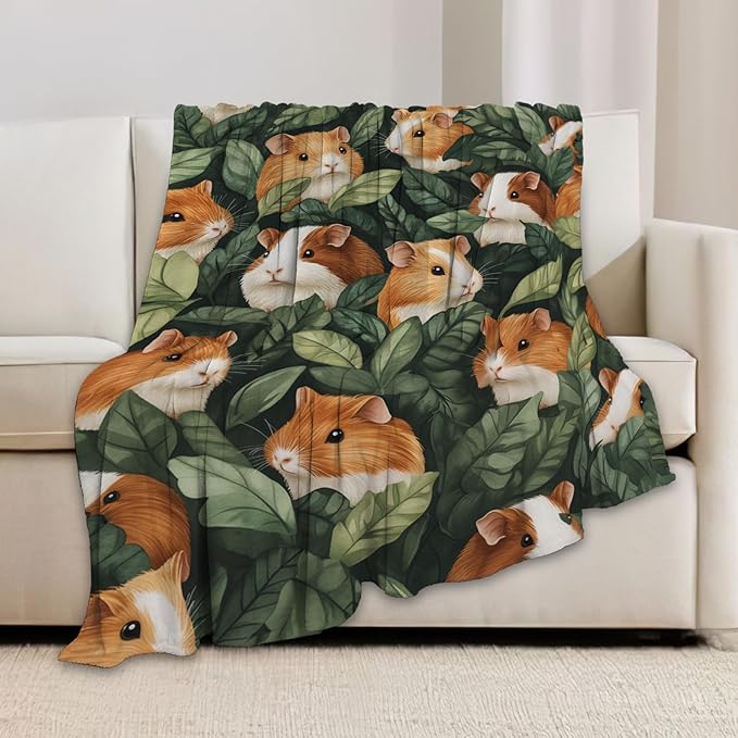 Guinea Pig Blanket, Guinea Pigs Printed Throw Blanket, Pet Gifts Blankets Stuff Fleece Flannel Plush for Women Men Boys Girls Lovers Adults Soft Bedding for Sofa Bed Office Home Decor 80"x60"