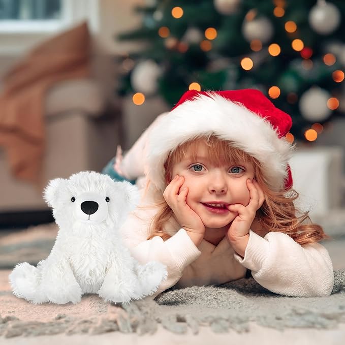 Warming Polar Bear Stuffed Animal, Microwavable Heating Pad for Soothing & Stress Relief, Stuffed Bears Plush Toys with Lavender Scent, Plushies White Bear Gifts Kids & Adults