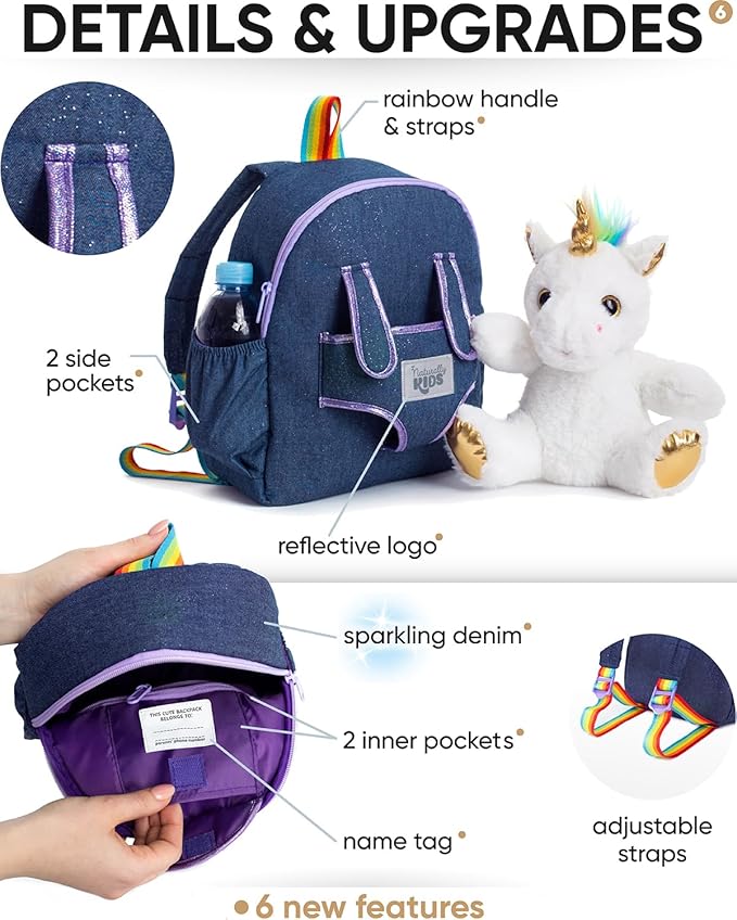 Naturally KIDS Unicorn Toys for Girls Age 4-6, Gifts for 5 Year Old Girls, Toddler Unicorn Backpack