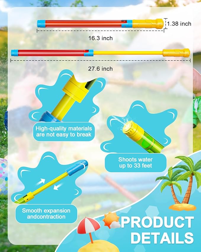 LQYoyz Water Soaker Blaster -16.5'' Bulk Squirt Gun for Kids Adults Water Game Fighting Toys for Summer Swimming Pool Beach Outdoor Activity 6 PCS