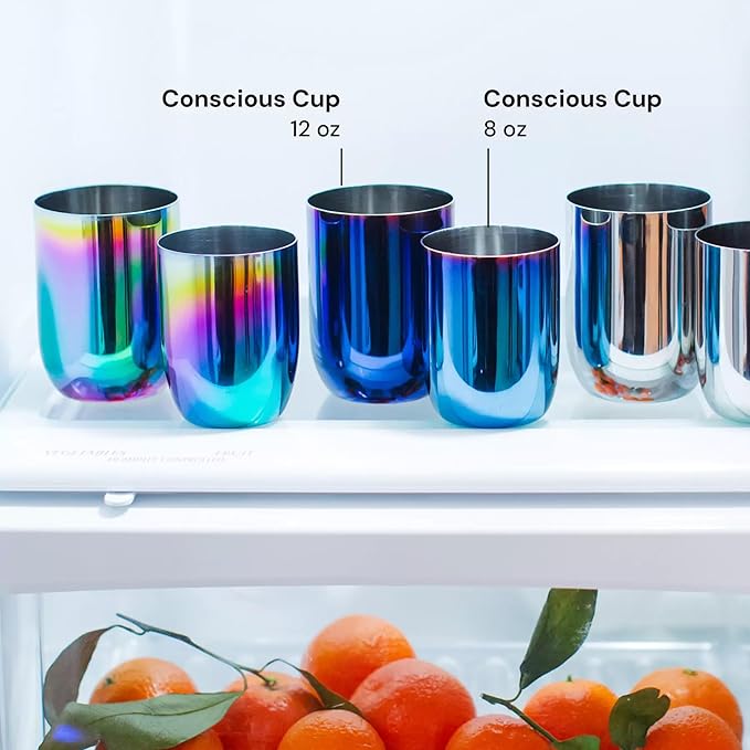 Ahimsa Stainless Steel Kids Dishes, Pediatrician Designed Complete 5 Piece Kids Plates and Bowls Set, Non Toxic & Unbreakable Stainless Steel Plate, Cup and Kid Utensils, Rainbow