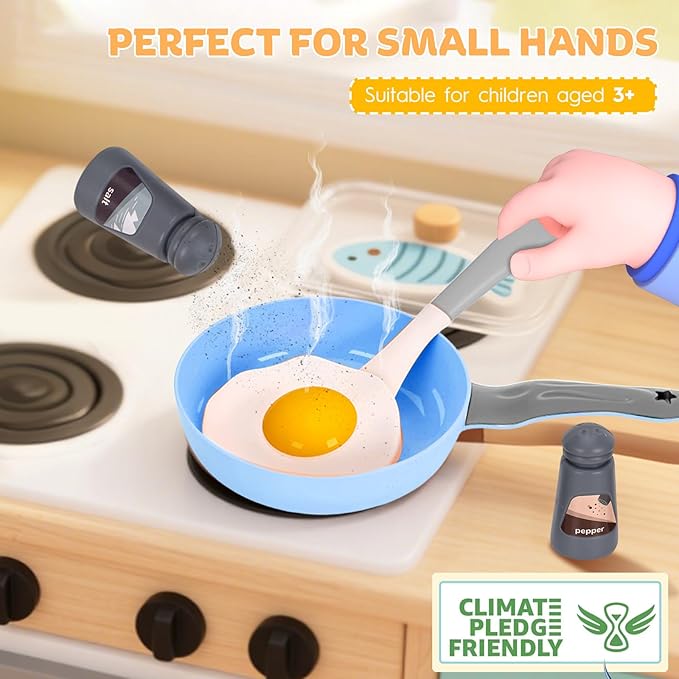 105Pcs Kids Kitchen Toy Accessories, Toddler Pretend BBQ Camping Cooking Playset, Play Pots, Pans, Utensils Cookware Toys, Play Food Set, Vegetables, Learning Gift for Girls Boys