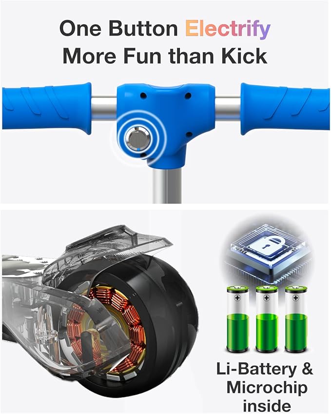 Elecorange Balance Electric Scooter for Kids Ages 2-9, 2025 Upgraded, Long Range, Friendly Thumb Throttle, Solid Wide Light Up Deck & Wheels, Adjustable Height, 5Mph Safe Limit, 60min Riding, Foldable