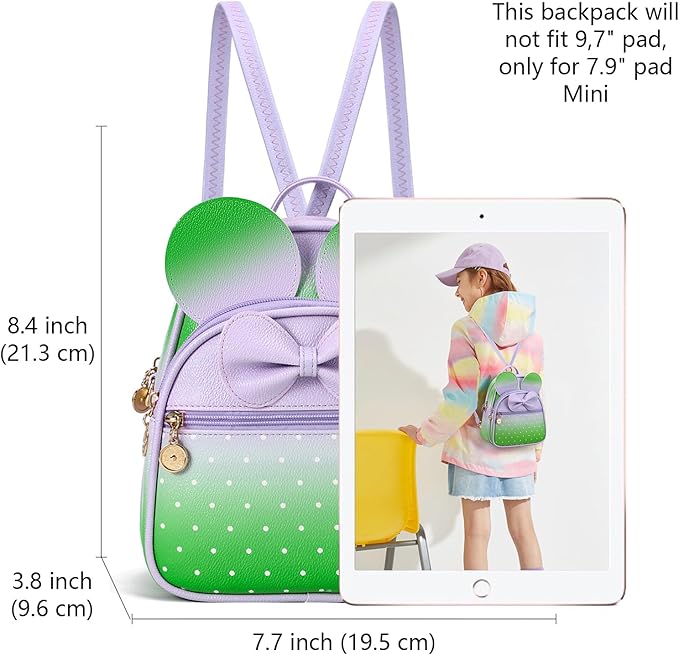 KL928 Girls Mini Backpack Bowknot Polka Dot Cute Small Daypacks Convertible Shoulder Bag Purse for Women