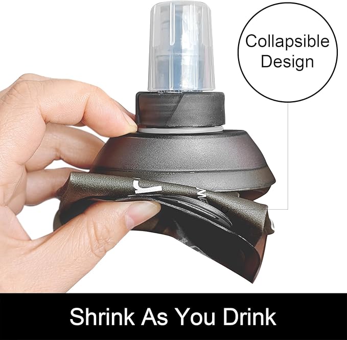 WILDREEDS 500ml Soft Flask, TPU Collapsible Soft Water Bottle for Hydration Pack, Running Vest, Folding Water Bottle for Hiking Cycling Climbing-1Pcs, Grey