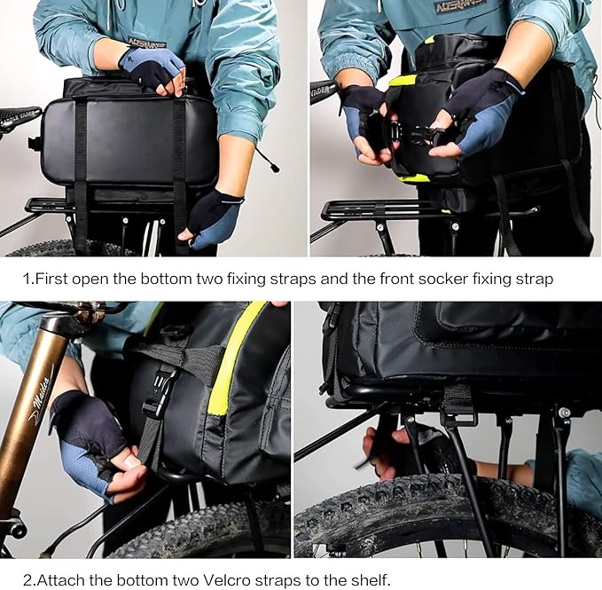 Rhinowalk Bike Bag Bike Trunk Bag Bike Pannier Bag,(for Bicycle Cargo Rack Saddle Bag Shoulder Bag Laptop Pannier Rack Bicycle Bag Professional Cycling Accessories)