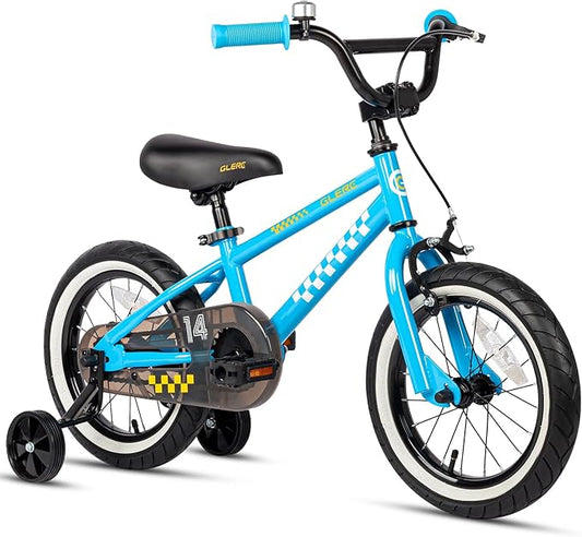 Glerc NuNu 12 14 16 Inch Kids Bike BMX Style for 2-8 Years Old Boys Girls, Toddler Bicycles with Training Wheels & Coaster Brake, Multiple Colors