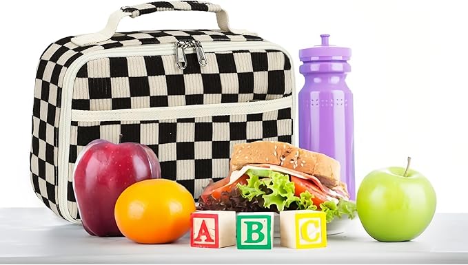 Bluboon Kids Girls Lunch Bag Insulated Lunch Box for school Corduroy Lunch Cooler Organizer School Kids Lunch Tote