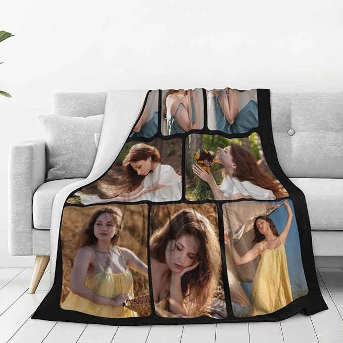 Custom Blanket with Photos, Personalized Blankets with Picture, I Love You Girlfriend Boyfriend Couples Gifts, for Birthday Christmas Women Men Adult Kids Mom Dad Wife Husband