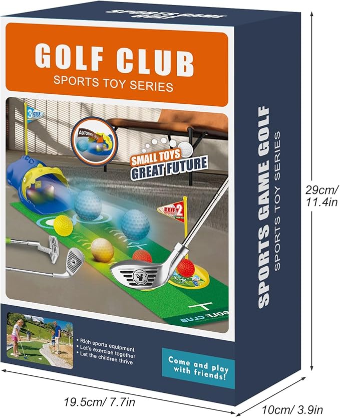 Liberry Kids Golf Set for 3 4 5 6 Years Old Boys Girls, Toddler Golf Clubs Set with Automatic Ball Returner, Glow Balls, Putting Mat, Indoor Outdoor Sports Toy Birthday Gift