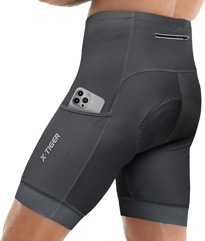 X-TIGER Men's Cycling Shorts with Back Pocket,5D Gel Padded Bike Shorts for Men,Mountain Road Biking Riding Half Pants Tights