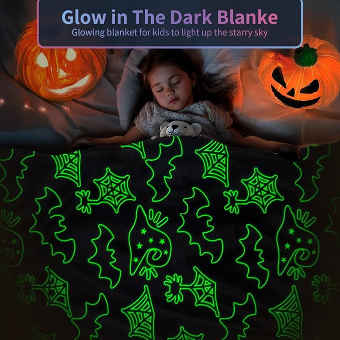 TEHALK Cute Bat Halloween Blanket for Couch, Spooky Blanket for Boys/Girls/Toddler/Kids/Teens/Women/Men 40"x 60"
