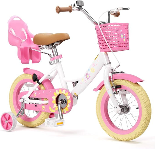 XJD Girls Bike for Toddlers and Kids Ages 2-12 Years Old,12 14 16 Inch Kids Bike with Training Wheels & Basket