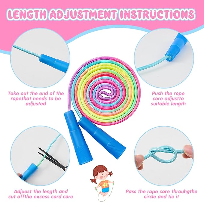 8 Pcs Toy Hoop and Jump Rope Set for Kids Include 4 Skipping Rope and 4 Detachable Weight Size Hoop Gymnastic Fitness Exercise Gift Equipment