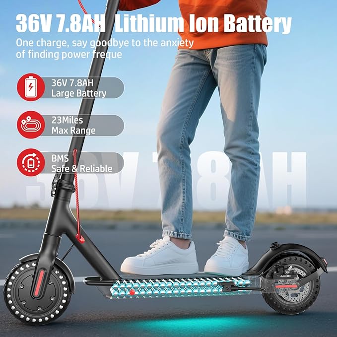 Electric Scooter for Adults, 650W Peak Powerful Motor, Top Speed 21MPH, 23 Miles Long Range, Foldable E Scooter for Adults, 8.5" Solid Tires Commuting Kick Scooter with APP Control, Dual Braking