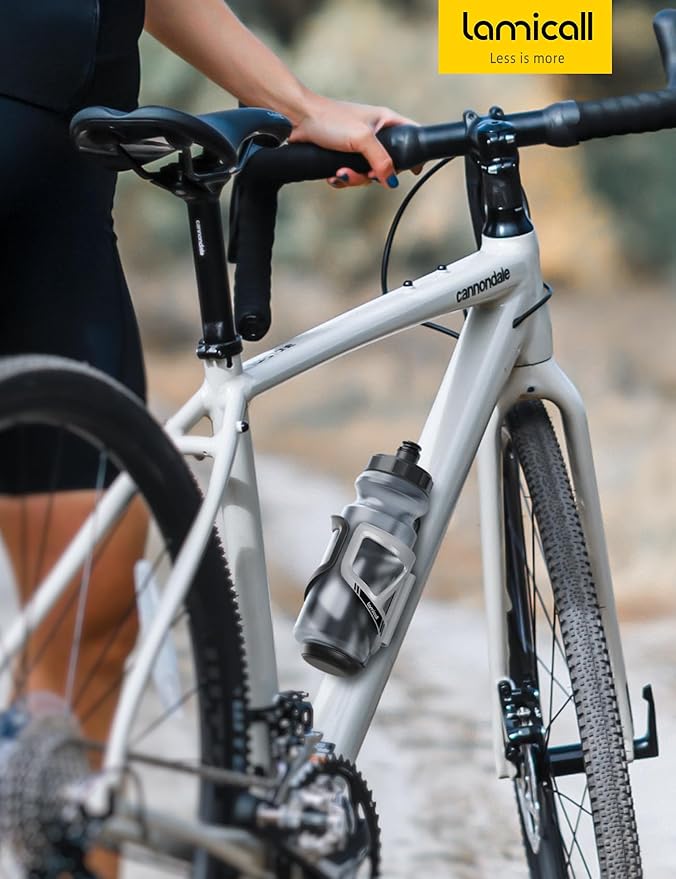 Lamicall Bike Water Bottle Holder - [Tracker Storage] [Adjustable Spring Design] Bike Cup Holder, Bicycle Drink Cage, Cycling Bike Water Bottle Cage with Screws Tool, for 2.28-3.39" Diameter Bottles