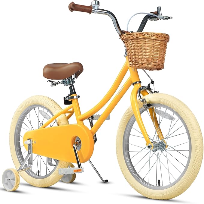 Petimini Girls Bike with Basket for 2-12 Years Old Kids, 12 14 16 18 20 Inch Bicycle with Bell Training Wheels Basket, Multiple Colors