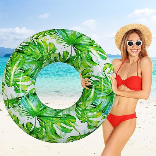 Pool Floats for Adults, Swimming Beach Tube, Adult Swim Ring, Adult Pool Float with Two Handles,Leaf Swim Ring
