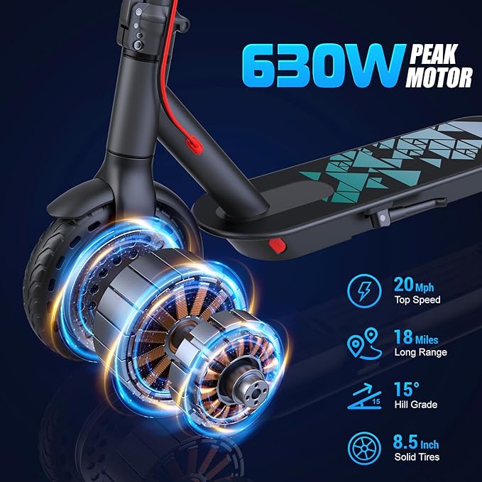 Caroma Electric Scooter Adults, Powerful 350W/500W/750W Motor, Top Speed 20/25 Mph & 18/25/30 Miles Range, 8.5" Solid Tires, Cruise Control E Scooter for Adults (Multiple Options)