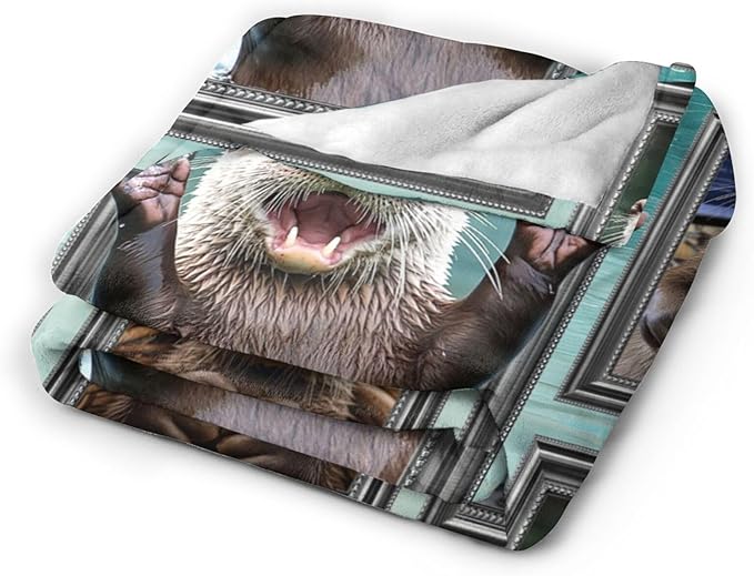 Otter Blanket Fleece Soft Warm Plush Sea Otter Throw Blanket Lightweight Plush Fuzzy Cozy Blankets for Lover Kids Adult Suitable for Couch Sofa Bed 60"X50"