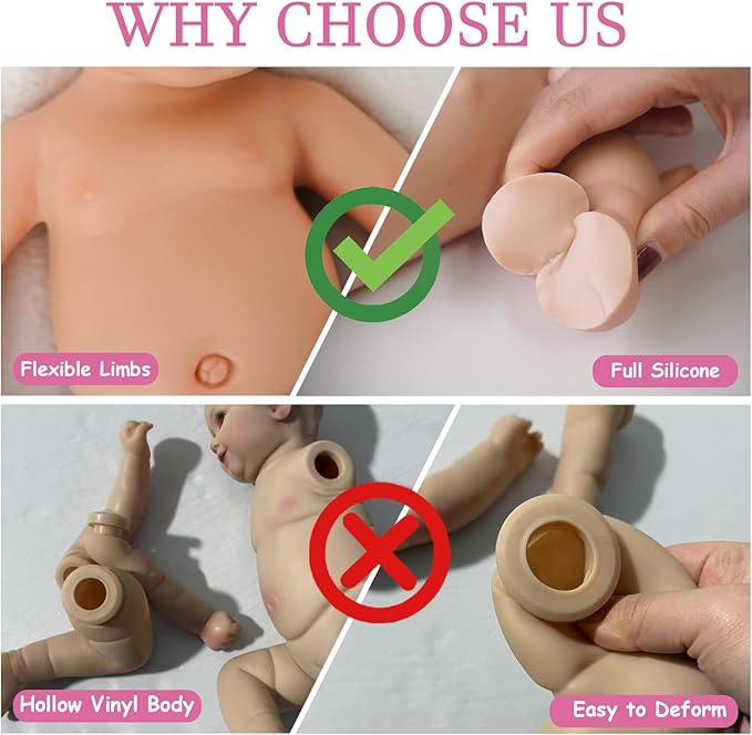 18.9 in Full Silicone Reborn Baby Dolls, 1:1 Lifelike Newborn Dolls Non Vinyl Realistic Reborn Toddler Dolls Boy Washable Sleeping Doll