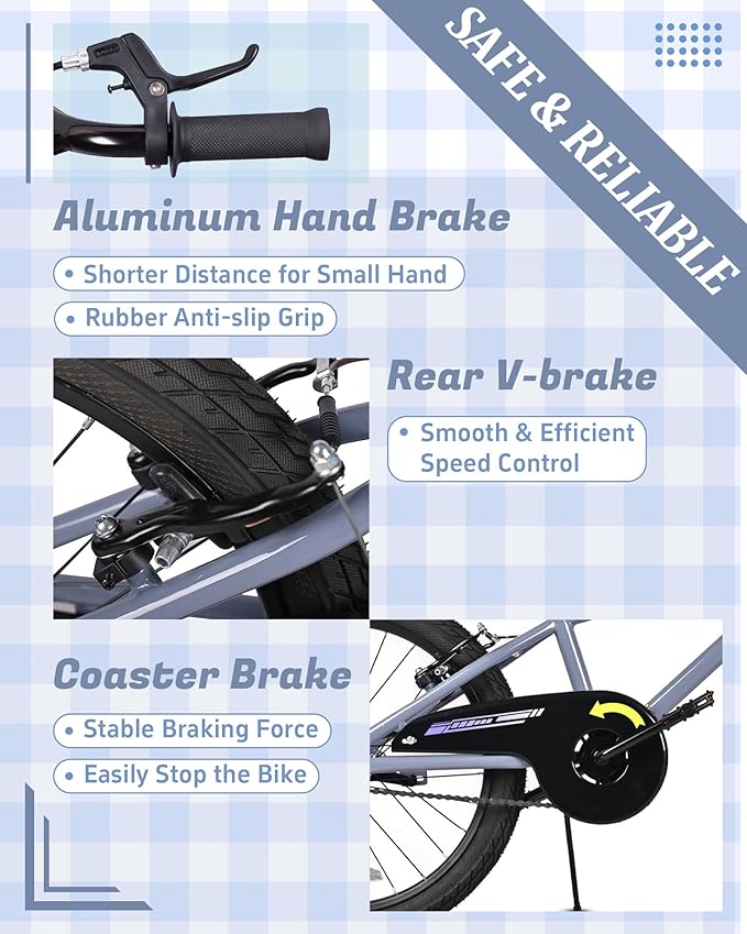 12 14 16 20 Inch Kids Bike BMX Style Bicycle with Training Wheels for 2-14 Years Old Toddlers Boys Girls Coaster Brake Multiple Colors