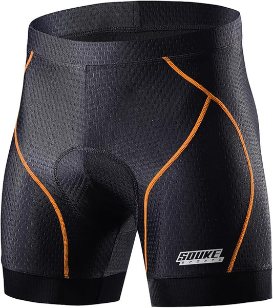 Souke Sports Men's Cycling Underwear Shorts 4D Padded Bike Bicycle MTB Liner Shorts with Anti-Slip Leg Grips