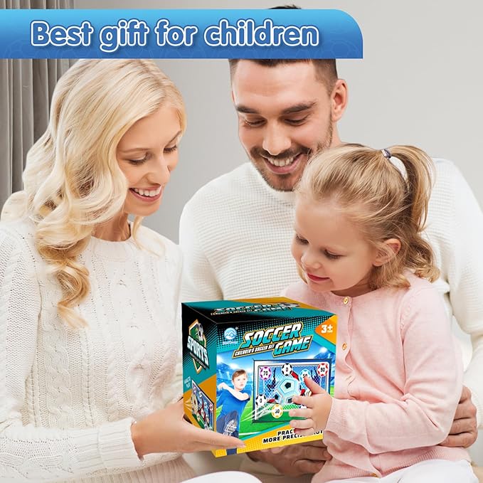 Soccer Target Toss Set for Boys & Girls, Indoor Outdoor Backyard Play with 2 Balls & 1 Foldable Flannel Goal, Birthday Gift for Kids Ages 3-12