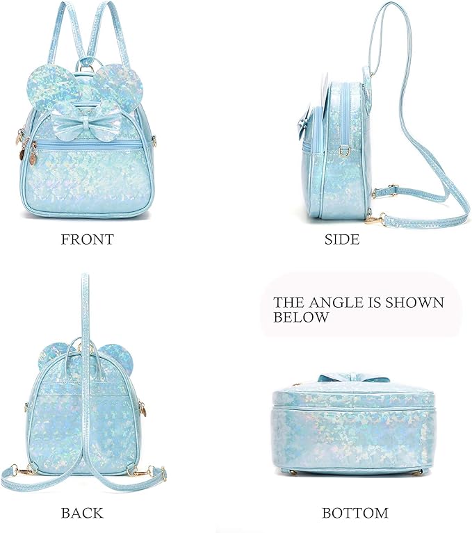 KL928 Girls Mini Backpack Bowknot Polka Dot Cute Small Daypacks Convertible Shoulder Bag Purse for Women