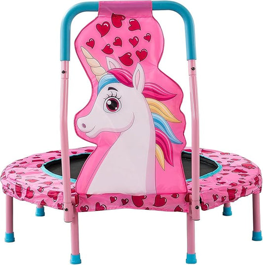 36 Inch Toddler Trampoline with Handle, Outdoor Indoor Trampoline for Kids, Mini Trampolines with Handlebar, Gifts for Boys and Girl, Small Kid Baby Trampolines