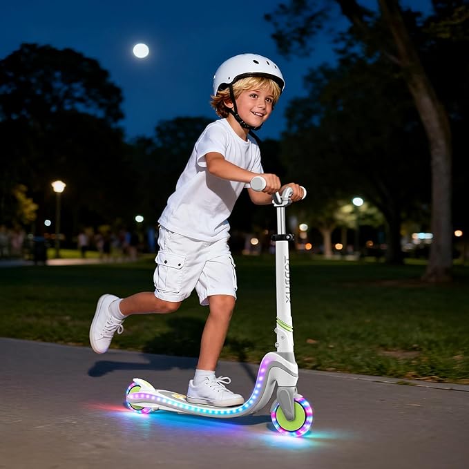 Scooter for Kids with Light-Up Wheels & Deck, Adjustable Heights 2 Wheel Kick Scooters for Kids 5-7, Toddler Scooters with 4 Lighting Mode Deck