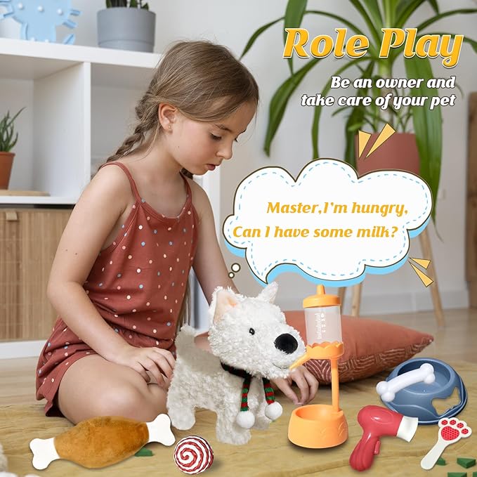 Puppy Toys for Kids, Toy Dogs That Walk and Bark, Walking Dog Toy for Kids with Leash, Interactive Stuffed Puppy with Remote Control, for Girls and Boys Aged 3-7 Year Old