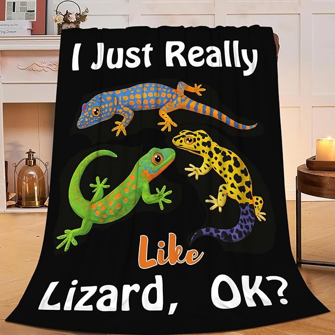 Lizard Blanket Gifts for Girls Boys Reptiles Lovers Throw Blankets Cozy Plush Fleece Lizards Decor Flannel Fuzzy for Kids Women Men 50"X40"