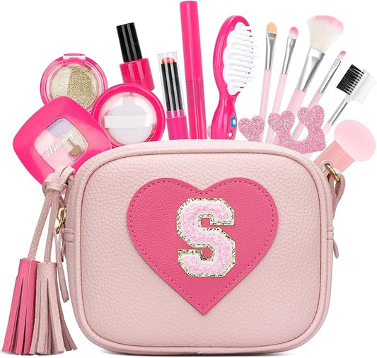 CBEE Kids Pretend Makeup Kit for Girls Non Toxic Make Up Toys Toddler Purse Personalized Gifts for 3 4 5 6 7 8 Year Old Girls (S)