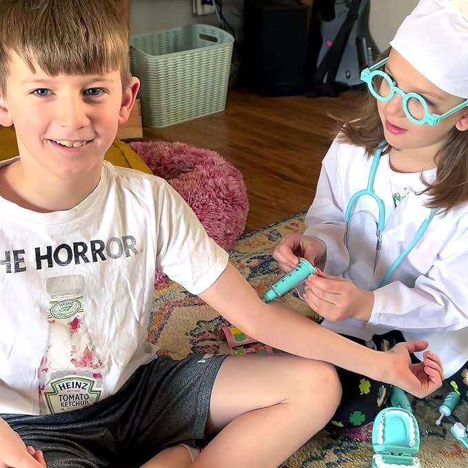 Durable Doctor Kit for Kids, 27 Pcs Deluxe Pretend Play Medical Kit Toy with Real Stethoscope, Doctor Toys for Toddlers Boys Girls Aged 3 4 5 6 7 8