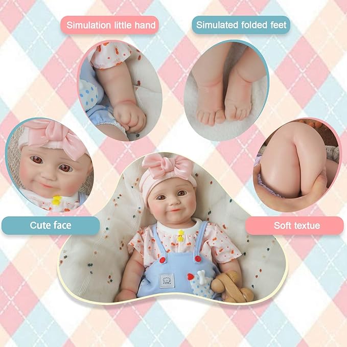 18.5 in Full Silicone Reborn Baby Dolls, 1:1 Lifelike Newborn Dolls Non Vinyl Realistic Reborn Toddler Dolls Boy Washable Sleeping Doll