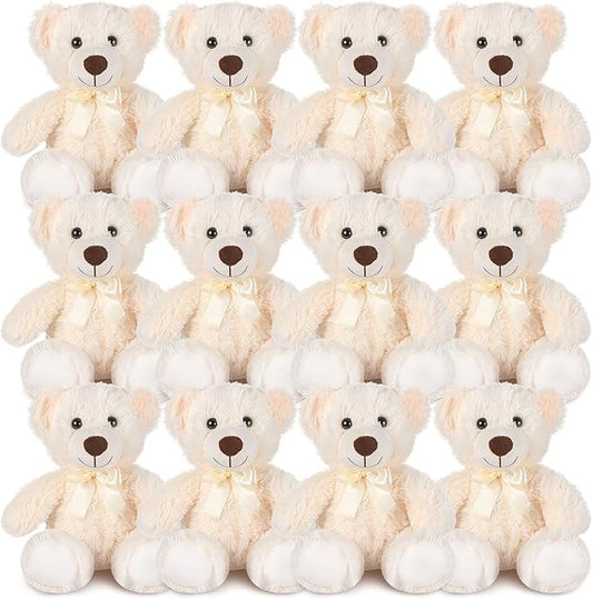 Zhanmai 12 Pcs 14 Inch Bear Stuffed Animal Bulk Operation 2025 Graduation Gifts Bulk Plush Stuffed Bear for Bridal Anniversary Shower Gifts(White)