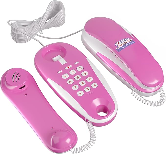 Kids' Play Phone with Real Ring Sounds, Pretend Play Telephone, 23 ft Ultra-Long Phone Line for Chatting and Learning, Toddler Communication Skill Toys, Gift