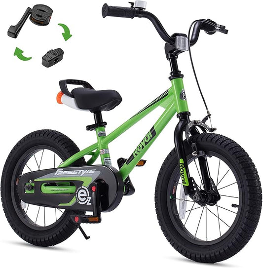 RoyalBaby Kids Bike Freestyle Classic & EZ Balance Pedal Switchable Bicycle, 12 14 16 18 Inch, 3-10 Years Toddler to Big Kids