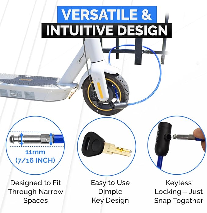 Weatherproof Security Cable Lock with Keys (5ft to 25ft Lengths) Anti-Theft for Kayak, Bike, Paddleboard, Scooter, Equipment, Bicycle