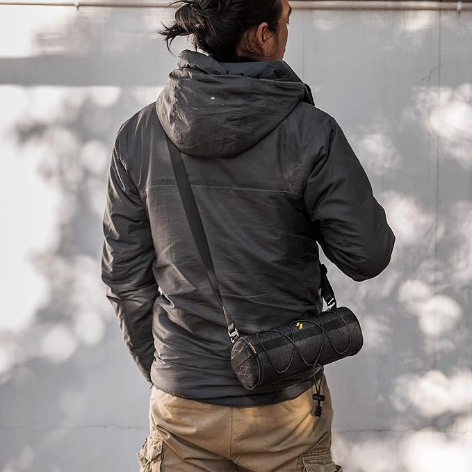 ROCKBROS Bike Handlebar Bag Small Bicycle Handle Bar Bag Handy Front Bike Bags Handlebar Storage Pouch Pack with Shoulder Strap Little Mountain Road Bike Barrel Bag