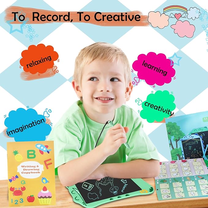 LCD Doodle Board Dinosaur Writing Tablet for Kids Toys, 8.5 Inch Colorful Todder Drawing Pad for Educational Learning Gift in Christmas Birthday Suitable for 3 4 5-8 Years Old Boys Girls (Green)