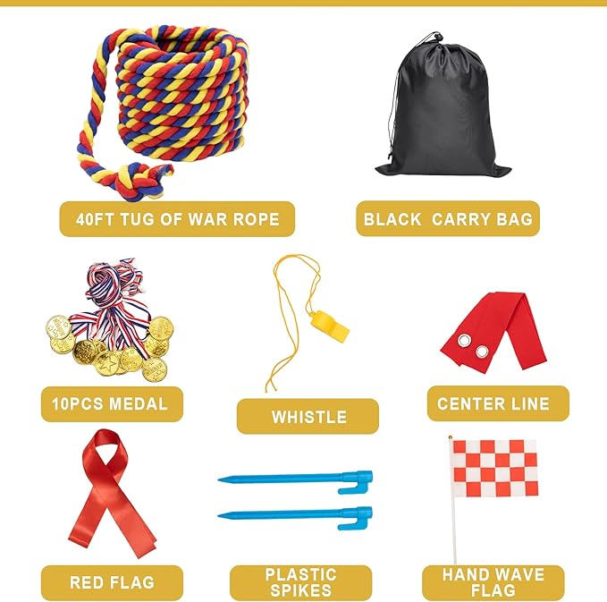 Tug of War Rope for Kids and Adults,20/40/60FT Tug a War Rope for Outdoor Games Field Day Family Reunion Birthday Party Games, Summer Outside Yard Backyard Lawn Picnic Games, Team Building Games