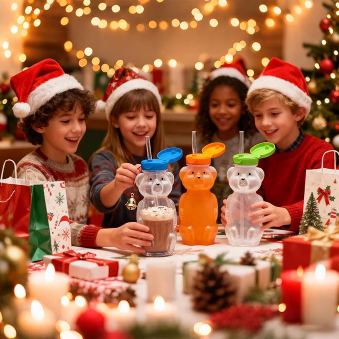 Bear Cup with Straw | 230Ml Water Bottle with Lid | Transparent Cute Leakproof Bear Coffee Cup - for Women Kids Girls Iced Coffee Milk Tea Drinks