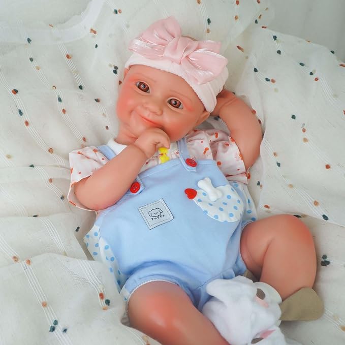 18.5 in Full Silicone Reborn Baby Dolls, 1:1 Lifelike Newborn Dolls Non Vinyl Realistic Reborn Toddler Dolls Boy Washable Sleeping Doll