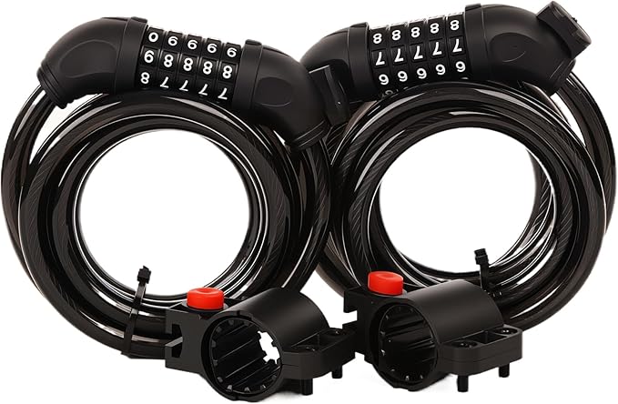 SEPOX® 2Pcs Pack 6FT Extra Long Cable Combination Bike Locks, 5 Digits Retractable Security Lock, 12mm Heavy Duty Anti Theft Anti Rust Cable for Bicycle, Scooter, Gate, Outdoor Equipment, Weatherproof