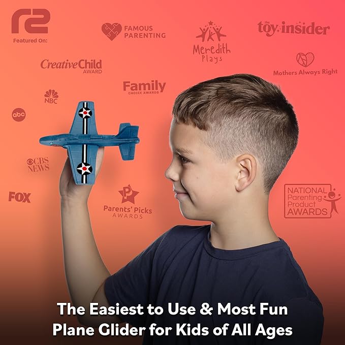 Foam Airplanes for Kids: Airplane Toy Glider Plane Styrofoam Airplanes - Best Stocking Stuffers for Boys for All Ages 4 5 6 7 8 + Year Old - Outside Toys Air Planes Outdoor Army Toys for Kids Presents