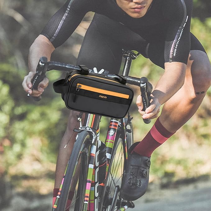 MOSISO Bike Handlebar Bag, Bicycle Frame Case, Multifunctional Waterproof Cycling Front Pouch with Shoulder Strap, Bike Crossbar Front Bag Storage Tool Bag for Women Men Road Mountain Cycling