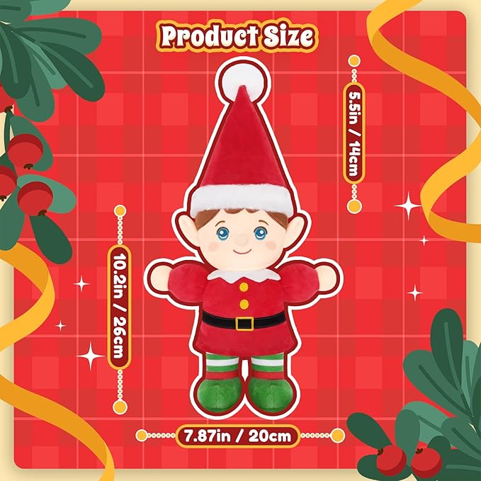 Christmas Elf Plush, Soft Baby Doll Boy First Baby Doll Toys Birthday Christmas Plushies Gift Elf Toy for Toddler Kids Infants