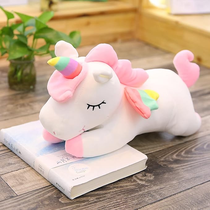 Unicorn Stuffed Animal, Soft Unicorn Plush Hugging Pillow Toy Gifts for Kids (White, 19.6 in)